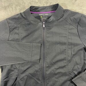 Purple Label by Healing Hands Scrub Jacket Womens XL Gray Zip Front 5038